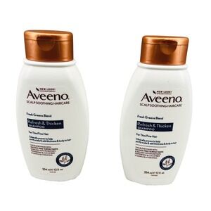 Aveeno Refresh‎ & Thicken Shampoo Unisex 12oz White 2 Pack Fresh Greens Blend